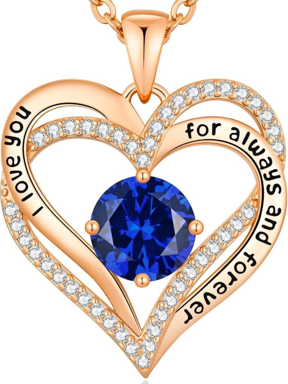 18K Rose Gold Heart Pendant Necklace - Birthstone Jewelry Gift for Her